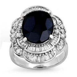 7.85 CTW Blue Sapphire & Diamond Ring 18K White Gold - REF-166H4A - 13077
