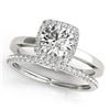 Image 1 : 1.08 CTW Certified VS/SI Diamond 2Pc Wedding Set Solitaire Halo 14K White Gold - REF-200M2H - 30732