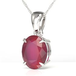 3.50 CTW Ruby Designer Inspired Solitaire Necklace 18K White Gold - REF-33A3X - 21878