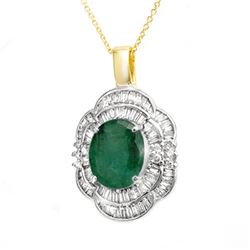 4.60 CTW Emerald & Diamond Pendant 14K Yellow Gold - REF-161N8Y - 14244