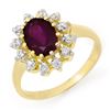 Image 1 : 1.19 CTW Amethyst & Diamond Ring 10K Yellow Gold - REF-21K8W - 14236