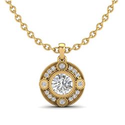 1.01 CTW VS/SI Diamond Solitaire Art Deco Necklace 18K Yellow Gold - REF-221T8M - 36985