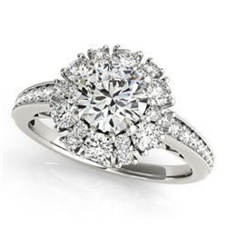 1.91 CTW Certified VS/SI Diamond Solitaire Halo Ring 18K White Gold - REF-263M3H - 26727