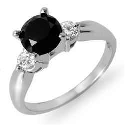1.65 CTW VS Certified Black & White Diamond Solitaire Ring 14K White Gold - REF-65W3F - 11805