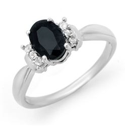 1.05 CTW Blue Sapphire & Diamond Ring 14K White Gold - REF-21A6X - 12900