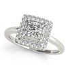 Image 1 : 1.05 CTW Certified VS/SI Princess Diamond Solitaire Halo Ring 18K White Gold - REF-238Y4K - 27162