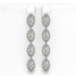 6.08 CTW Marquise Diamond Designer Earrings 18K White Gold - REF-1136T2M - 42746