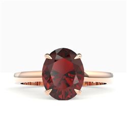 3.50 CTW Garnet Designer Inspired Solitaire Ring 14K Rose Gold - REF-24F5N - 22062