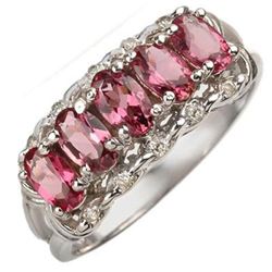 1.15 CTW Pink Tourmaline & Diamond Ring 10K White Gold - REF-24X5T - 10772