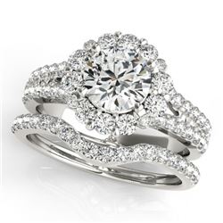 2.83 CTW Certified VS/SI Diamond 2Pc Wedding Set Solitaire Halo 14K White Gold - REF-642Y2K - 31100