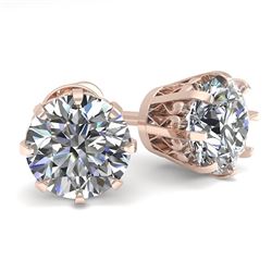2.03 CTW VS/SI Diamond Stud Solitaire Earrings 18K Rose Gold - REF-518M2H - 35687