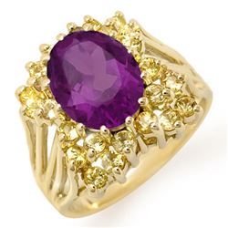 5.0 CTW Yellow Sapphire & Amethyst Ring 10K Yellow Gold - REF-52H8A - 11774