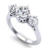 1.51 CTW VS/SI Diamond Solitaire Art Deco 3 Stone Ring 18K White Gold - REF-427X3T - 37235