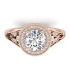 2.2 CTW Certified VS/SI Diamond Art Deco Micro Halo Ring 14K Rose Gold - REF-681F6N - 30526