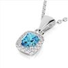 1.25 CTW Sky Blue Topaz & Micro VS/SI Diamond Halo Necklace 10K White Gold - REF-27X3T - 22892