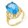 8.0 CTW Blue Topaz Ring 10K Yellow Gold - REF-21H3A - 11282