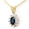 0.51 CTW Blue Sapphire & Diamond Pendant 10K Yellow Gold - REF-13X8T - 12628