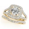 1.72 CTW Certified VS/SI Diamond 2Pc Wedding Set Solitaire Halo 14K Yellow Gold - REF-243T5M - 30908