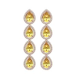 7.48 CTW Fancy Citrine & Diamond Halo Earrings 10K Rose Gold - REF-136H9A - 41181