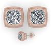 Image 2 : 1.0 CTW VS/SI Cushion Cut Diamond Stud Solitaire Earrings Deco 18K Rose Gold - REF-187T5M - 35963
