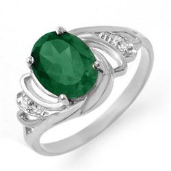 2.14 CTW Emerald & Diamond Ring 18K White Gold - REF-44K4W - 13587