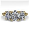 Image 1 : 2.0 CTW Oval Cut VS/SI Diamond 3 Stone Designer Ring 18K Yellow Gold - REF-390F2N - 32470