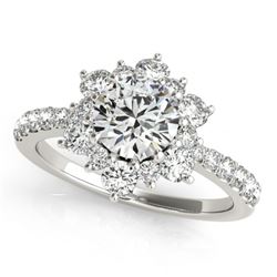 2.19 CTW Certified VS/SI Diamond Solitaire Halo Ring 18K White Gold - REF-530A2X - 26506