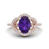 Image 1 : 2 CTW Amethyst & Micro Pave VS/SI Diamond Ring 10K Rose Gold - REF-33H3A - 20969
