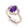 Image 2 : 2 CTW Amethyst & Micro Pave VS/SI Diamond Ring 10K Rose Gold - REF-33H3A - 20969