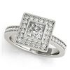 Image 2 : 1.11 CTW Certified VS/SI Princess Diamond Solitaire Halo Ring 18K White Gold - REF-209X3T - 27189