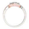 Image 4 : 0.88 CTW Certified VS/SI Diamond 2 Stone Ring 18K White & Rose Gold - REF-140W8F - 28181