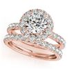 Image 1 : 2.04 CTW Certified VS/SI Diamond 2Pc Wedding Set Solitaire Halo 14K Rose Gold - REF-253N6Y - 30751
