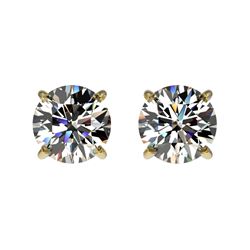 1.03 CTW Certified H-SI/I Quality Diamond Solitaire Stud Earrings 10K Yellow Gold - REF-94F5N - 3657