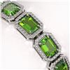 Image 4 : 25.41 CTW Peridot & Diamond Halo Bracelet 10K White Gold - REF-365K8W - 41405