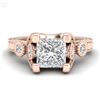 Image 2 : 1.75 CTW Princess VS/SI Diamond Art Deco Ring 18K Rose Gold - REF-445T5M - 37149