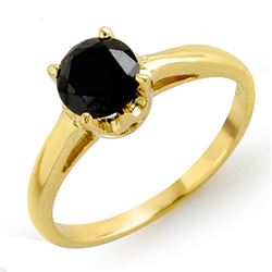 1.0 CTW VS Certified Black Diamond Solitaire Ring 14K Yellow Gold - REF-41T8M - 11795