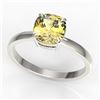 Image 2 : 1.50 CTW Cushion Cut Citrine Designer Engagement Ring 18K White Gold - REF-27M3H - 22138
