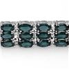 Image 2 : 30.26 CTW Blue Sapphire & Diamond Bracelet 14K White Gold - REF-381H5A - 11353