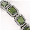 Image 4 : 26.38 CTW Tourmaline & Diamond Halo Bracelet 10K White Gold - REF-411W3F - 41399