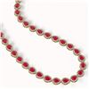 Image 2 : 45.93 CTW Ruby & Diamond Halo Necklace 10K Yellow Gold - REF-674X2T - 41047