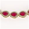 Image 4 : 45.93 CTW Ruby & Diamond Halo Necklace 10K Yellow Gold - REF-674X2T - 41047
