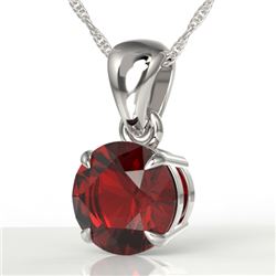 2 CTW Garnet Designer Inspired Solitaire Necklace 18K White Gold - REF-24W5F - 22023