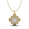 Image 1 : 0.84 CTW Princess VS/SI Diamond Solitaire Micro Pave Necklace 18K Yellow Gold - REF-149T3M - 37192