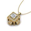 Image 2 : 0.84 CTW Princess VS/SI Diamond Solitaire Micro Pave Necklace 18K Yellow Gold - REF-149T3M - 37192
