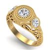 Image 1 : 1.06 CTW VS/SI Diamond Solitaire Art Deco 3 Stone Ring 18K Yellow Gold - REF-180N2Y - 36895