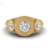 Image 2 : 1.06 CTW VS/SI Diamond Solitaire Art Deco 3 Stone Ring 18K Yellow Gold - REF-180N2Y - 36895