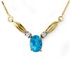 Image 1 : 1.30 CTW Blue Topaz & Diamond Necklace 10K Yellow Gold - REF-19W3F - 12598