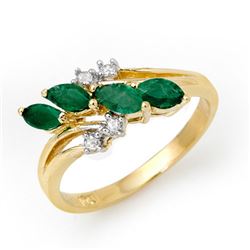 0.40 CTW Emerald & Diamond Ring 10K Yellow Gold - REF-22F5N - 13082