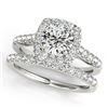Image 1 : 2.05 CTW Certified VS/SI Diamond 2Pc Wedding Set Solitaire Halo 14K White Gold - REF-414H2A - 30720