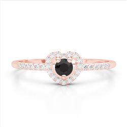 0.37 CTW Black & White VS/SI Diamond Micro Halo Heart Ring 14K Rose Gold - REF-25N5Y - 22595